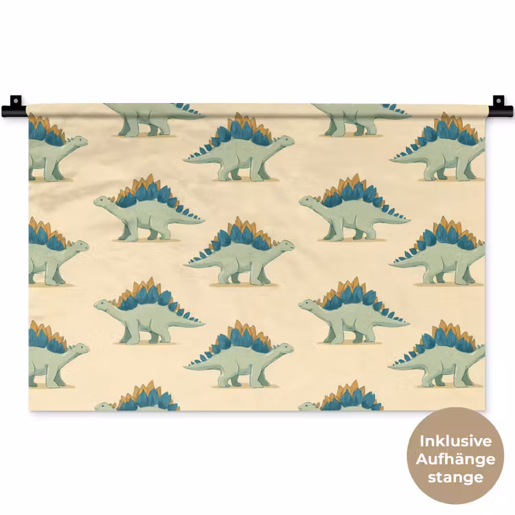 Dino - Patroon - Groen Wandkleed katoen klein 269 -t3d_DE
