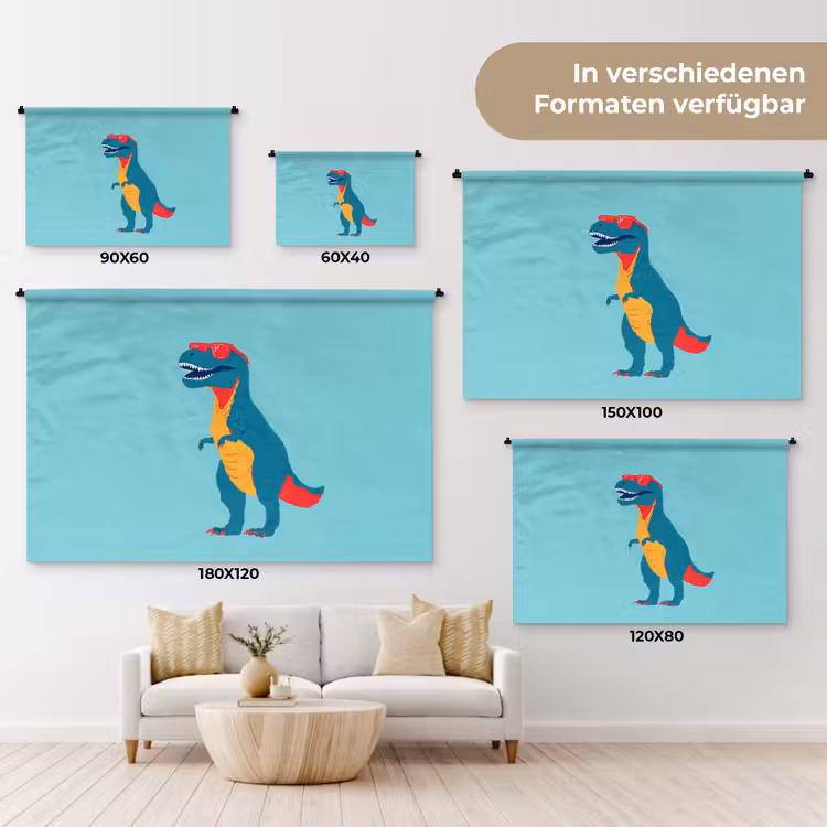 Dinosaurus - Blauw - Zonnebril Wandkleed katoen klein -tsfeer8_DE