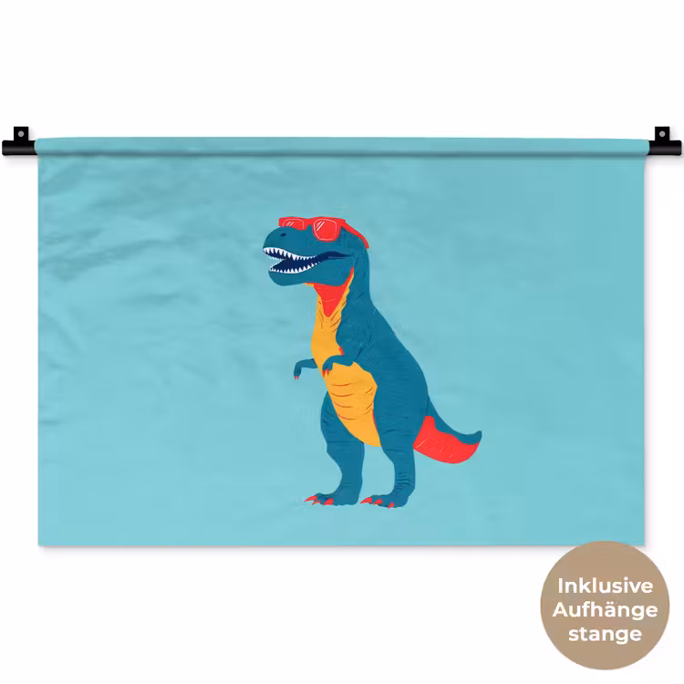 Dinosaurus - Blauw - Zonnebril Wandkleed katoen klein -t3d_DE