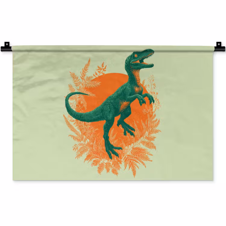 Dinosaurus - Groen - Planten - Cirkel Wandkleed katoen klein -zz3d