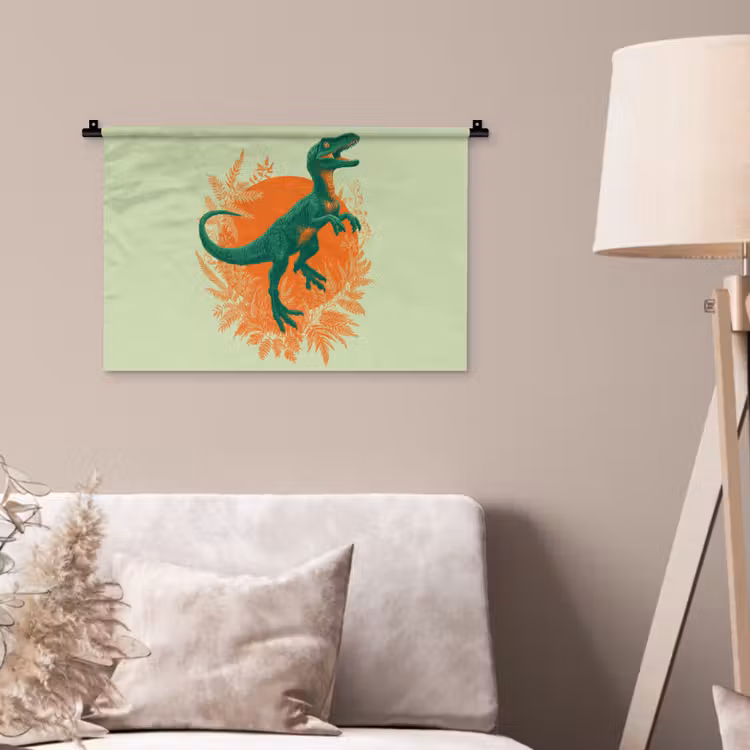 Dinosaurus - Groen - Planten - Cirkel Wandkleed katoen klein -sfeer4