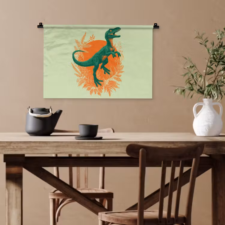 Dinosaurus - Groen - Planten - Cirkel Wandkleed katoen klein -sfeer6