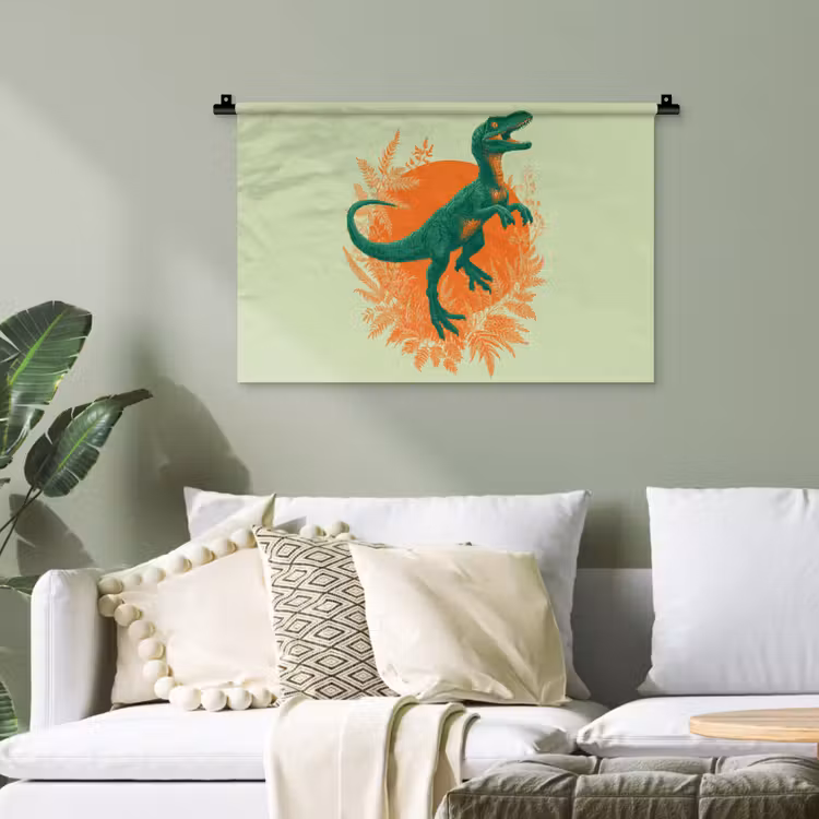 Dinosaurus - Groen - Planten - Cirkel Wandkleed katoen klein -sfeer7