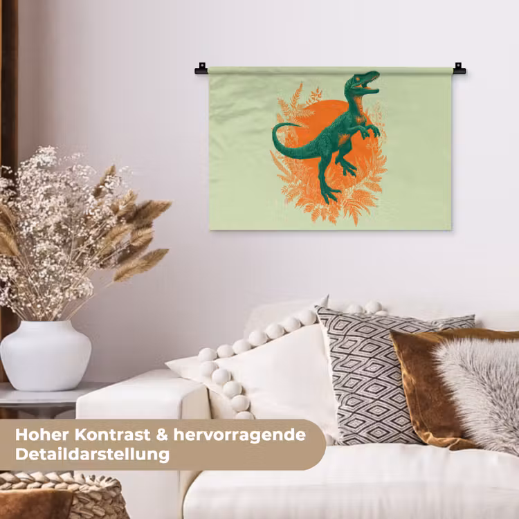 Dinosaurus - Groen - Planten - Cirkel Wandkleed katoen klein -tsfeer1_DE