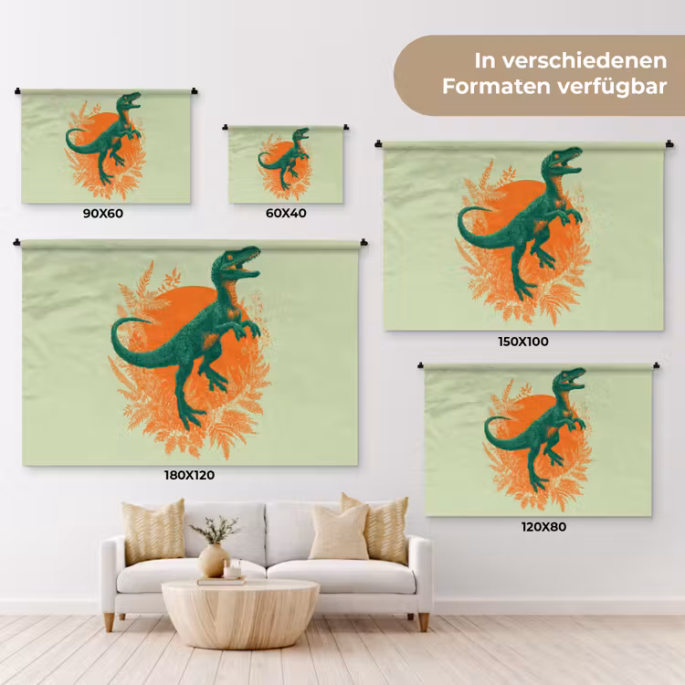Dinosaurus - Groen - Planten - Cirkel Wandkleed katoen klein -tsfeer8_DE