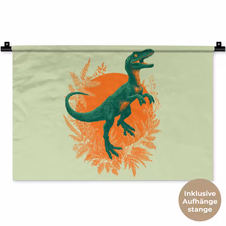 Dinosaurus - Groen - Planten - Cirkel Wandkleed katoen klein -t3d_DE
