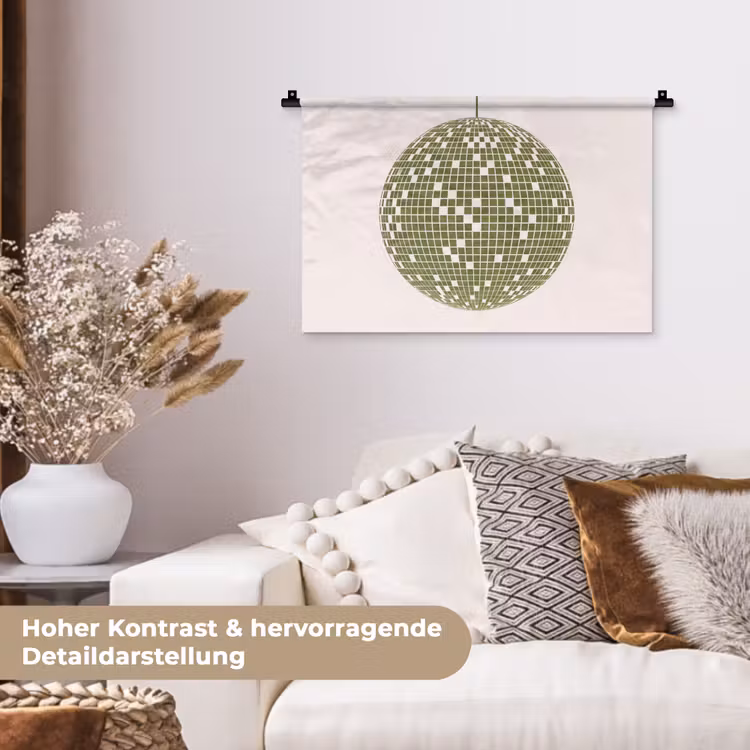 Disco - Bal - Groen - Abstract - Modern Wandkleed katoen klein -tsfeer1_DE
