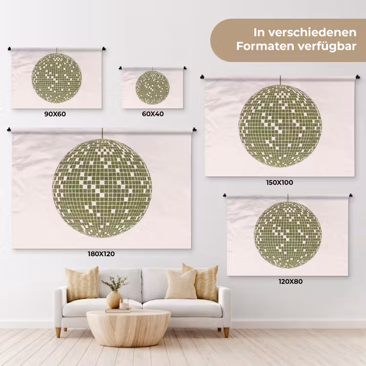 Disco - Bal - Groen - Abstract - Modern Wandkleed katoen klein -tsfeer8_DE