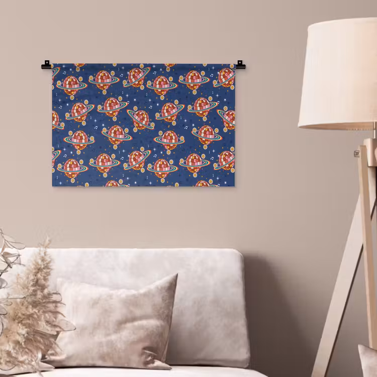 Disco - Blauw - Patroon Wandkleed katoen klein 269 -sfeer4