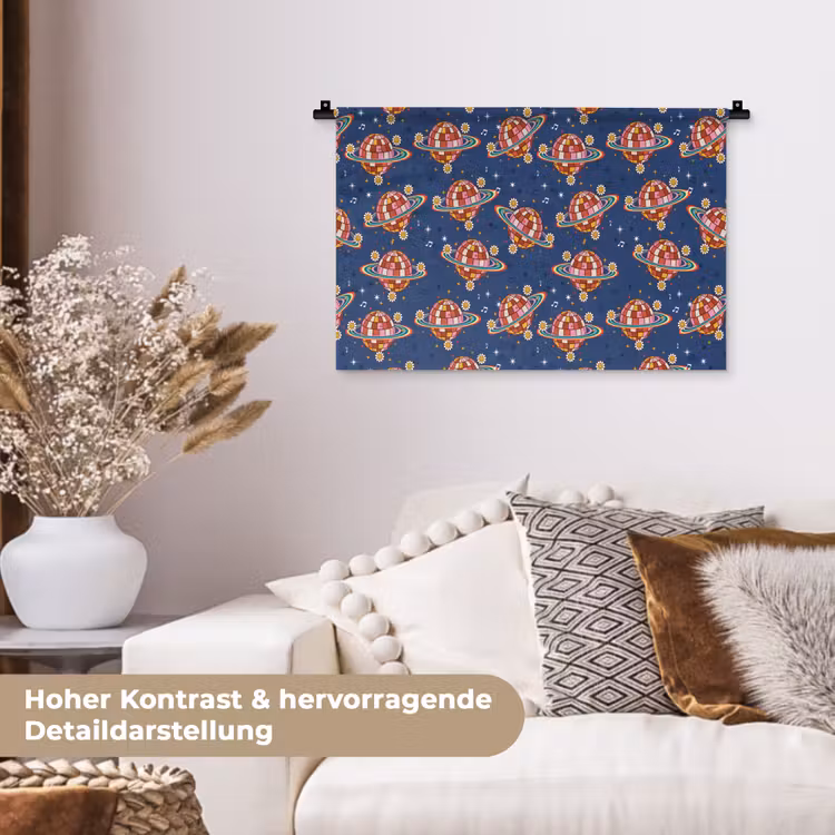 Disco - Blauw - Patroon Wandkleed katoen klein 269 -tsfeer1_DE