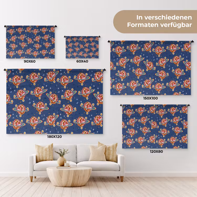 Disco - Blauw - Patroon Wandkleed katoen klein 269 -tsfeer8_DE