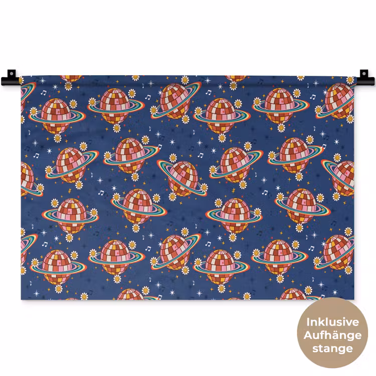 Disco - Blauw - Patroon Wandkleed katoen klein 269 -t3d_DE