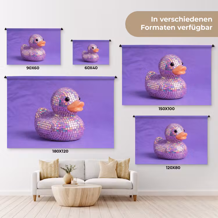 Disco - Eend - Paars Wandkleed katoen klein -tsfeer8_DE