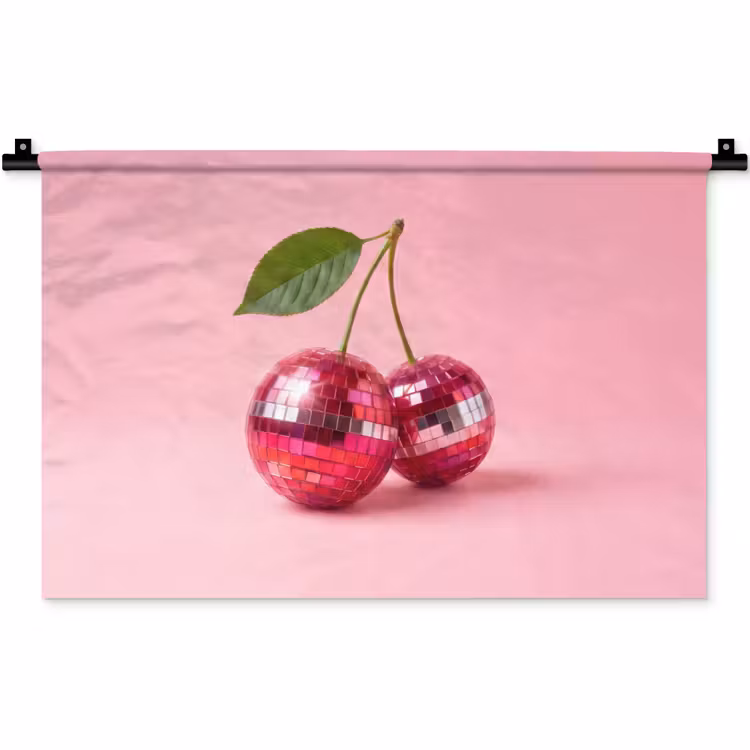 Disco - Kersen - Roze Wandkleed katoen klein -zz3d