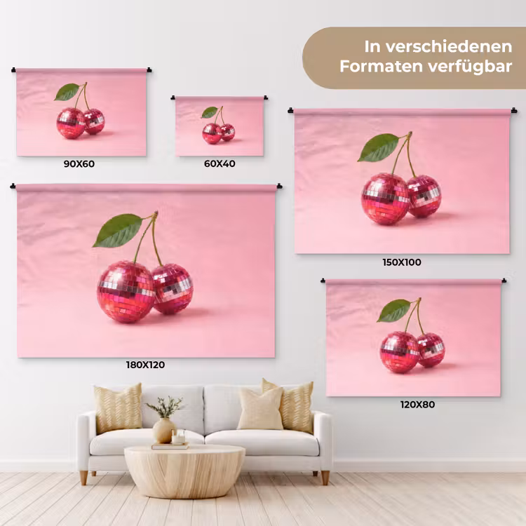 Disco - Kersen - Roze Wandkleed katoen klein -tsfeer8_DE