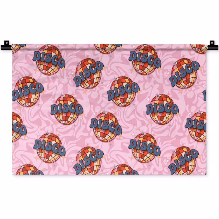 Disco - Bal - Patroon - Roze Wandkleed katoen klein 269 -zz3d