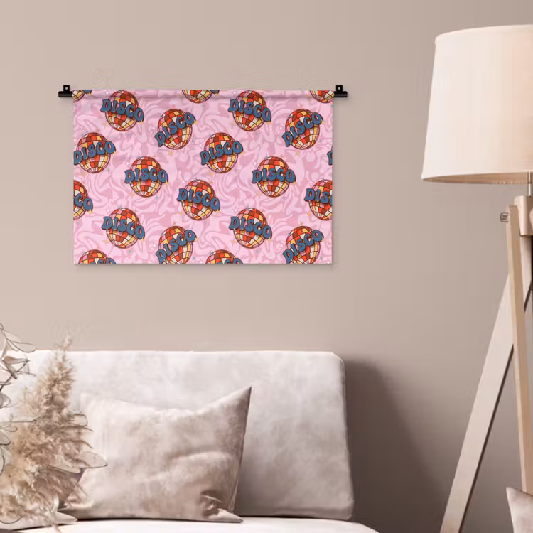 Disco - Bal - Patroon - Roze Wandkleed katoen klein 269 -sfeer4