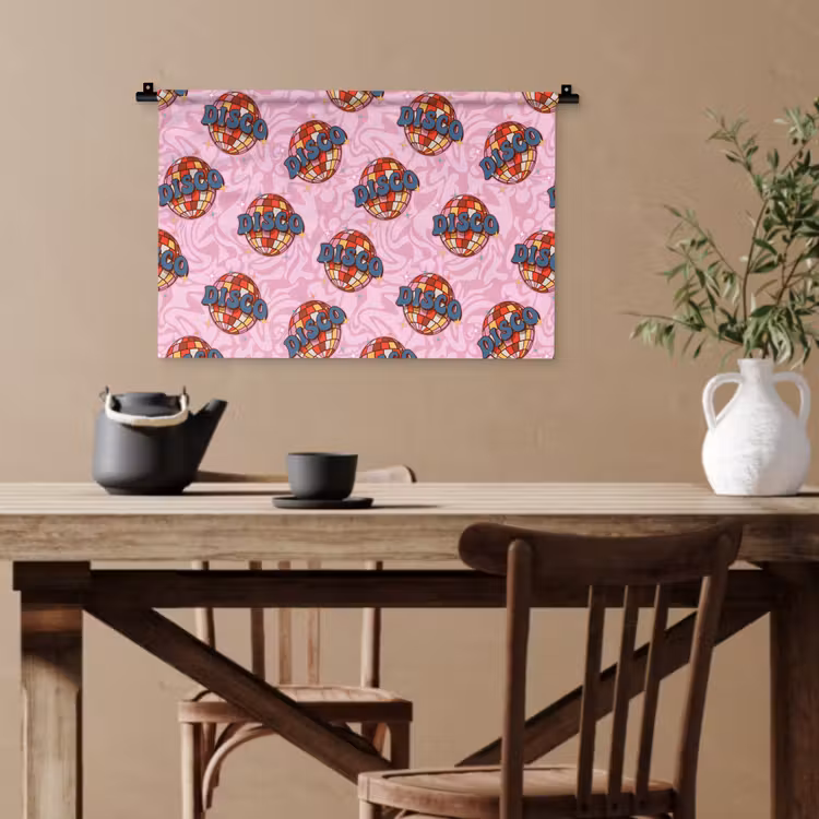 Disco - Bal - Patroon - Roze Wandkleed katoen klein 269 -sfeer6