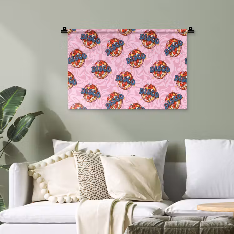 Disco - Bal - Patroon - Roze Wandkleed katoen klein 269 -sfeer7
