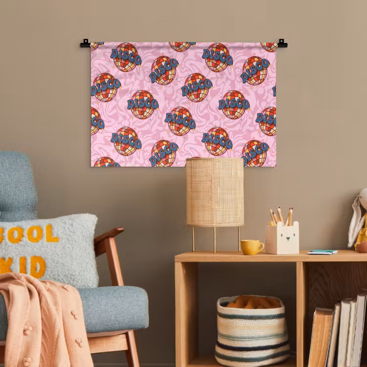 Disco - Bal - Patroon - Roze Wandkleed katoen klein 269 -wsfeer4_kind