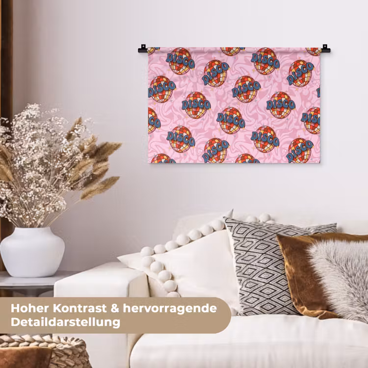 Disco - Bal - Patroon - Roze Wandkleed katoen klein 269 -tsfeer1_DE