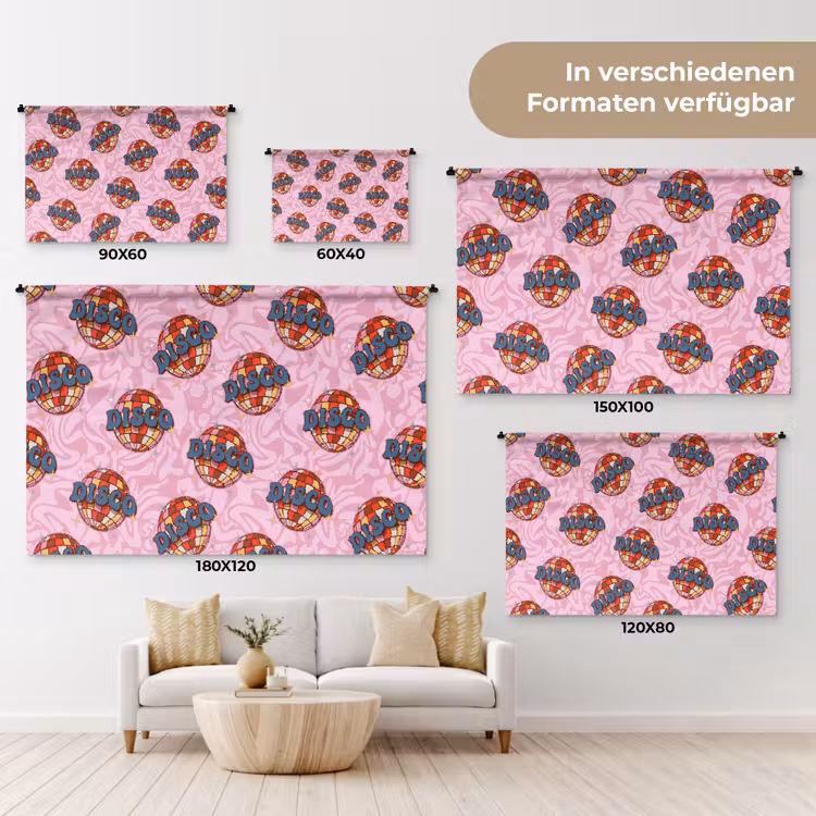 Disco - Bal - Patroon - Roze Wandkleed katoen klein 269 -tsfeer8_DE