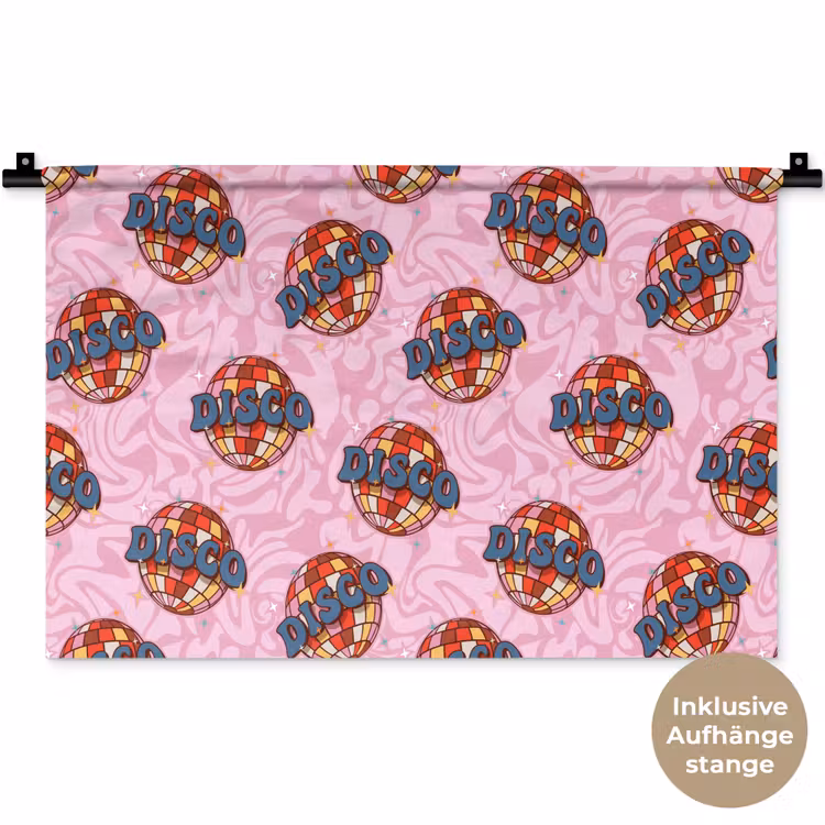 Disco - Bal - Patroon - Roze Wandkleed katoen klein 269 -t3d_DE