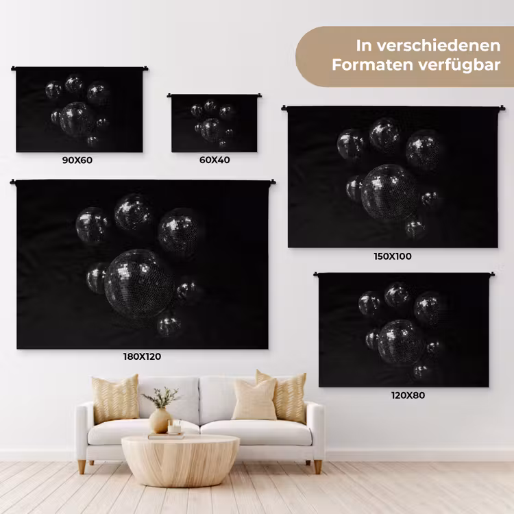 Discoballen - Minimalistisch - Zwart Wandkleed katoen klein -tsfeer8_DE