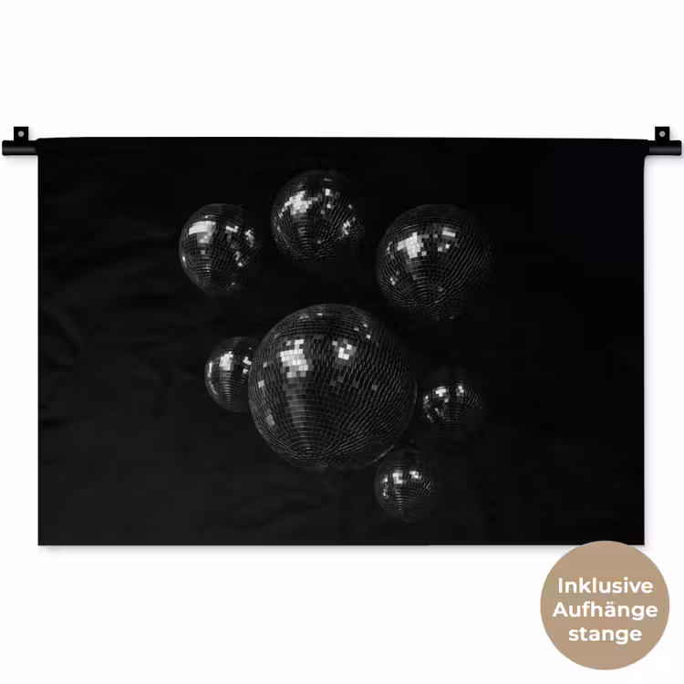 Discoballen - Minimalistisch - Zwart Wandkleed katoen klein -t3d_DE