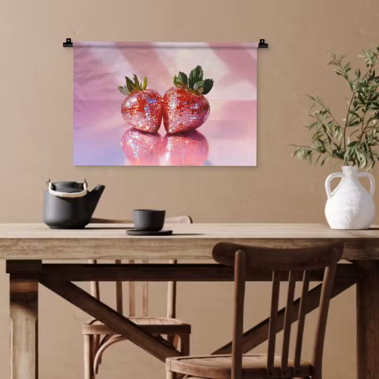 Disco - Fruit - Glitter - Strawberry Wandkleed katoen klein -sfeer6