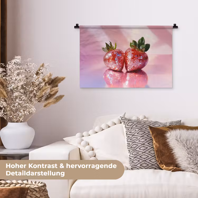 Disco - Fruit - Glitter - Strawberry Wandkleed katoen klein -tsfeer1_DE