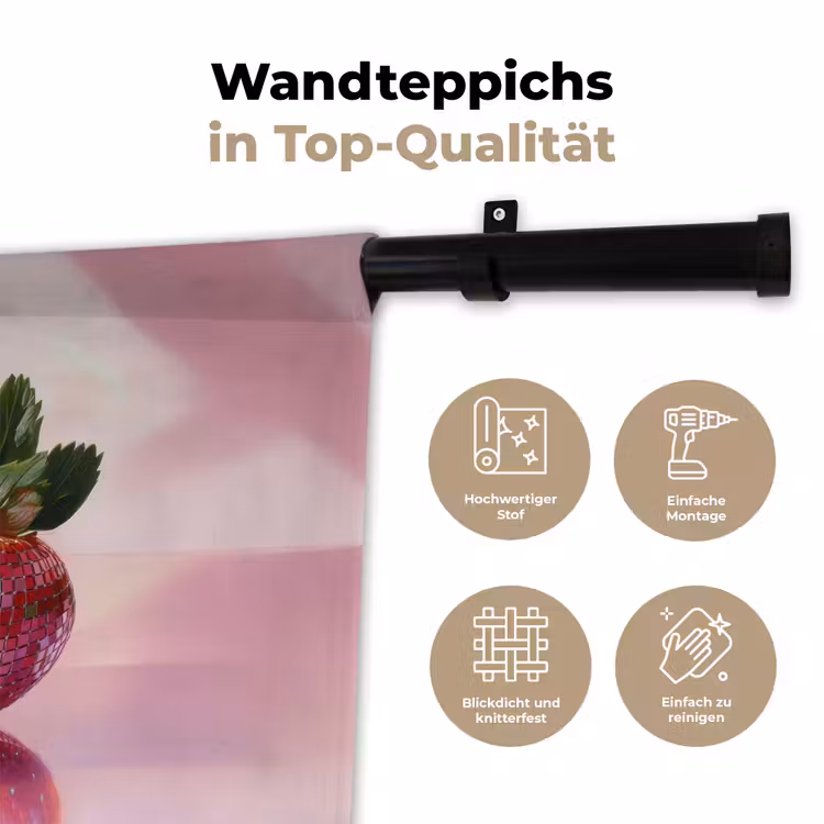Disco - Fruit - Glitter - Strawberry Wandkleed katoen klein -tsfeer2_DE