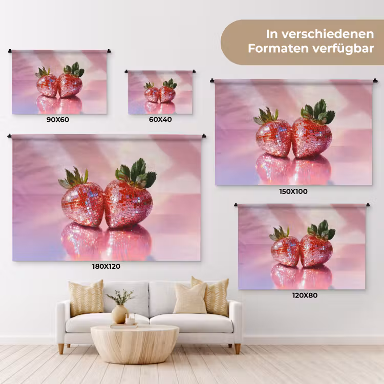 Disco - Fruit - Glitter - Strawberry Wandkleed katoen klein -tsfeer8_DE