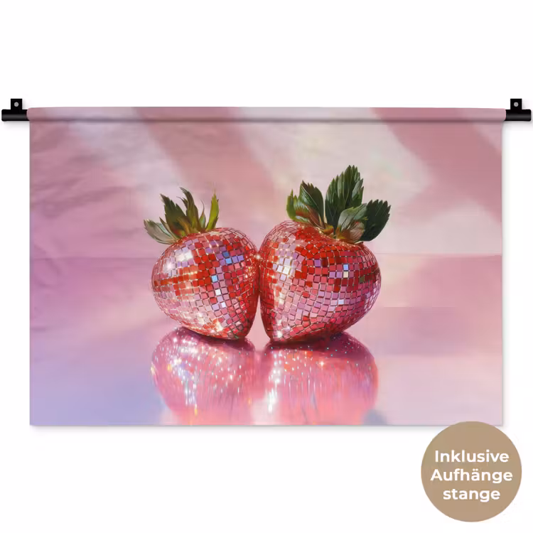 Disco - Fruit - Glitter - Strawberry Wandkleed katoen klein -t3d_DE
