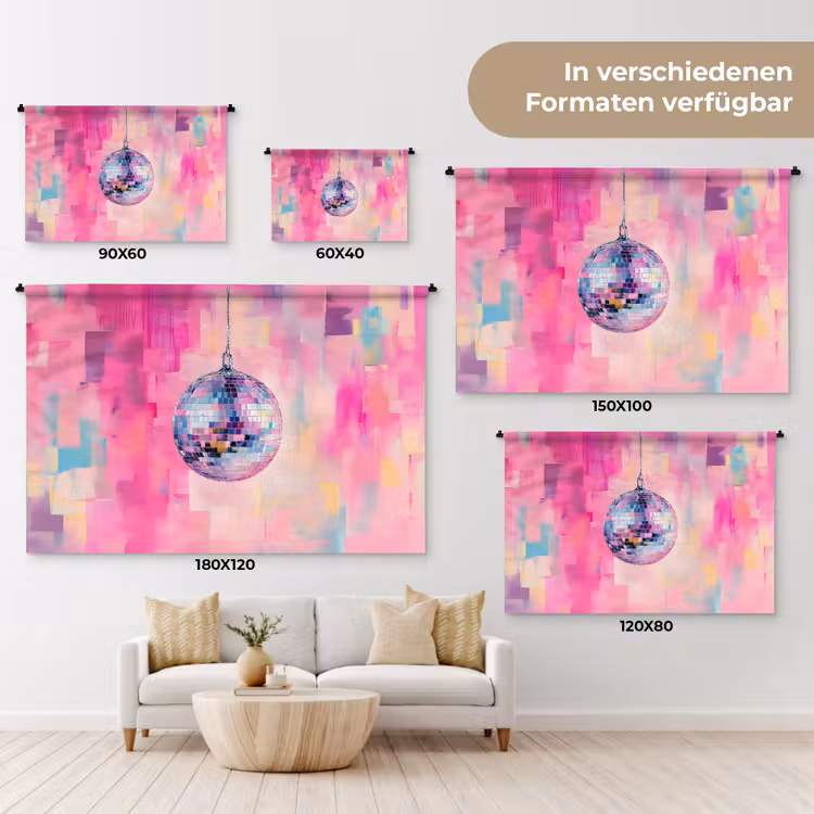 Discobal - Pink - Verf Wandkleed katoen klein -tsfeer8_DE