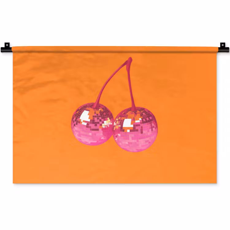Discoballen - Kers - Spiegels - Roze Wandkleed katoen klein -zz3d