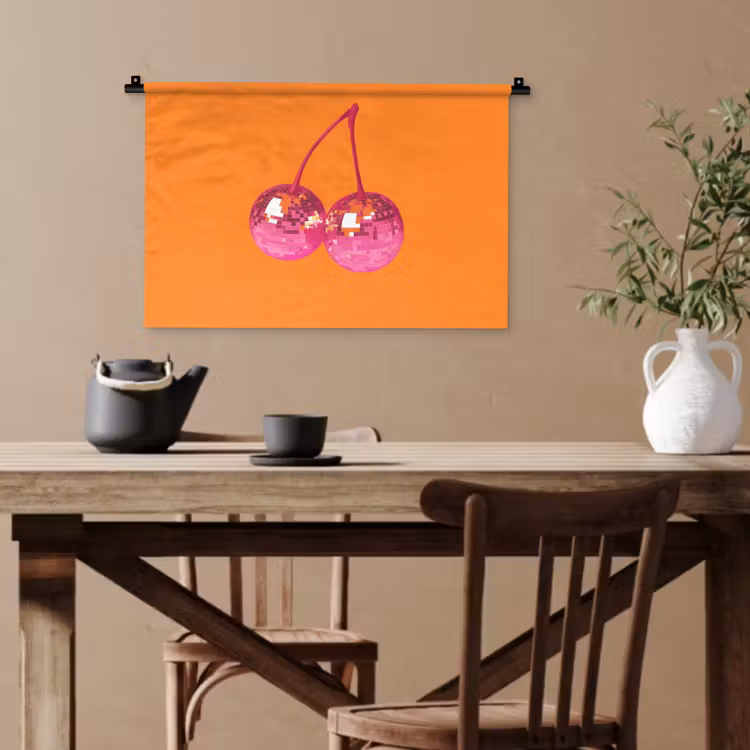 Discoballen - Kers - Spiegels - Roze Wandkleed katoen klein -sfeer6