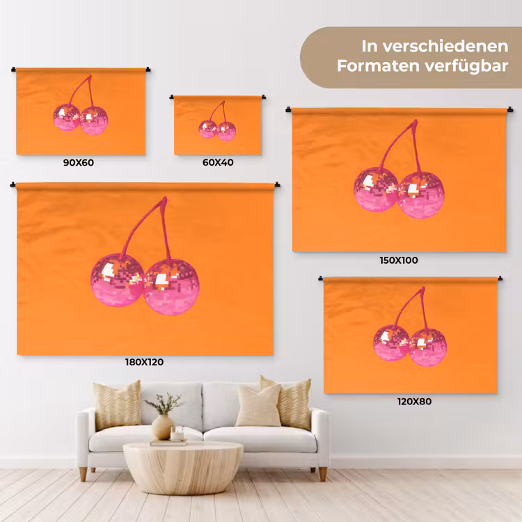 Discoballen - Kers - Spiegels - Roze Wandkleed katoen klein -tsfeer8_DE