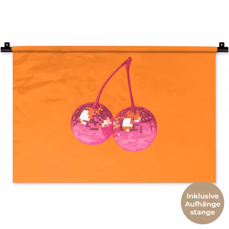 Discoballen - Kers - Spiegels - Roze Wandkleed katoen klein -t3d_DE