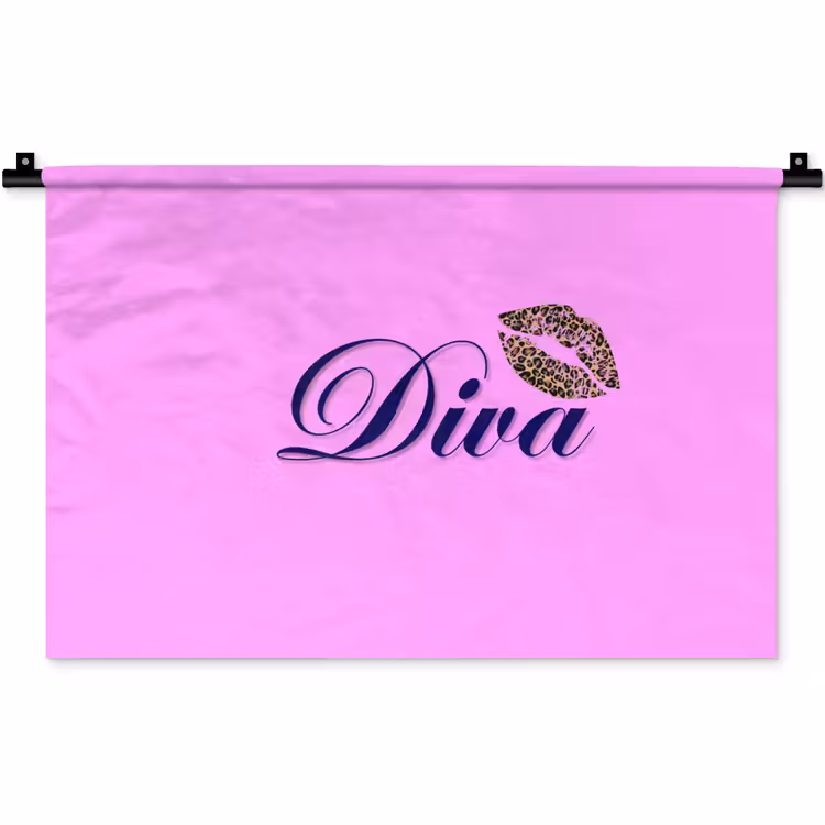 Diva - Lip - Panterprint - Roze Wandkleed katoen klein -zz3d