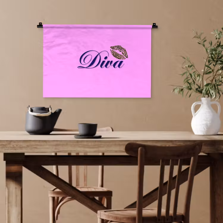 Diva - Lip - Panterprint - Roze Wandkleed katoen klein -sfeer6