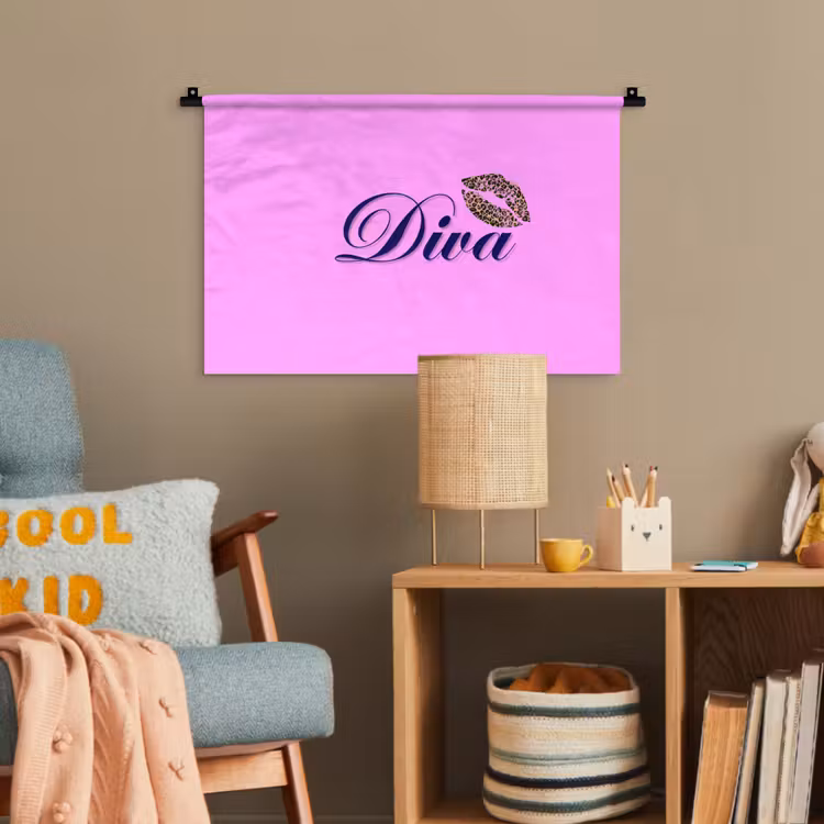 Diva - Lip - Panterprint - Roze Wandkleed katoen klein -wsfeer4_kind