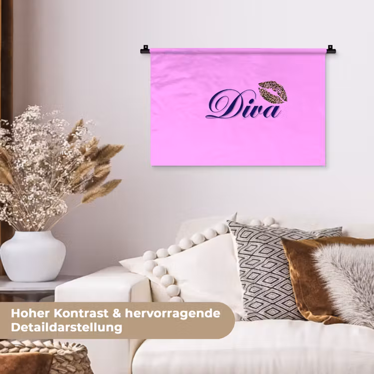 Diva - Lip - Panterprint - Roze Wandkleed katoen klein -tsfeer1_DE