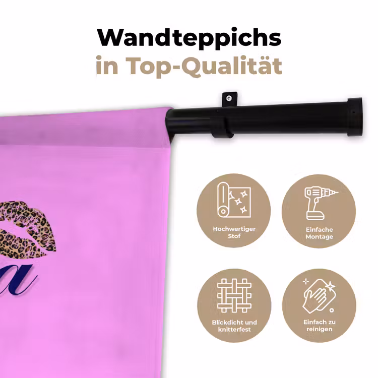 Diva - Lip - Panterprint - Roze Wandkleed katoen klein -tsfeer2_DE