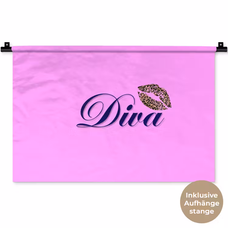 Diva - Lip - Panterprint - Roze Wandkleed katoen klein -t3d_DE