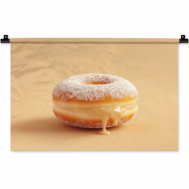 Donut - Romig - Poedersuiker - Beige Wandkleed katoen klein -zz3d