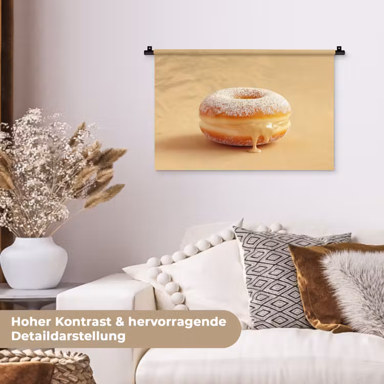 Donut - Romig - Poedersuiker - Beige Wandkleed katoen klein -tsfeer1_DE