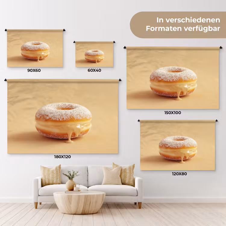 Donut - Romig - Poedersuiker - Beige Wandkleed katoen klein -tsfeer8_DE