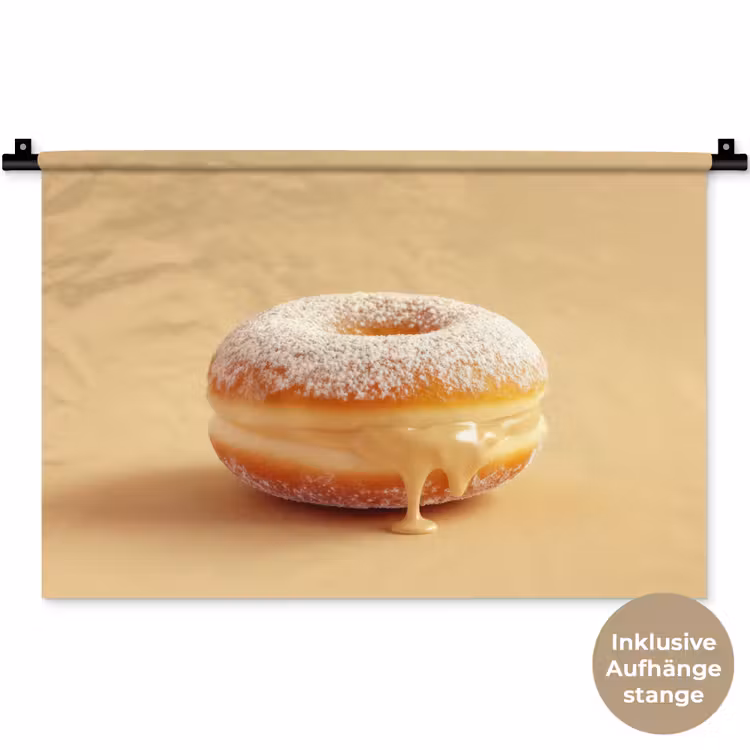 Donut - Romig - Poedersuiker - Beige Wandkleed katoen klein -t3d_DE