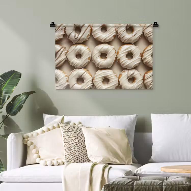 Donuts - Chocolade - Wit - Beige Wandkleed katoen klein -sfeer7